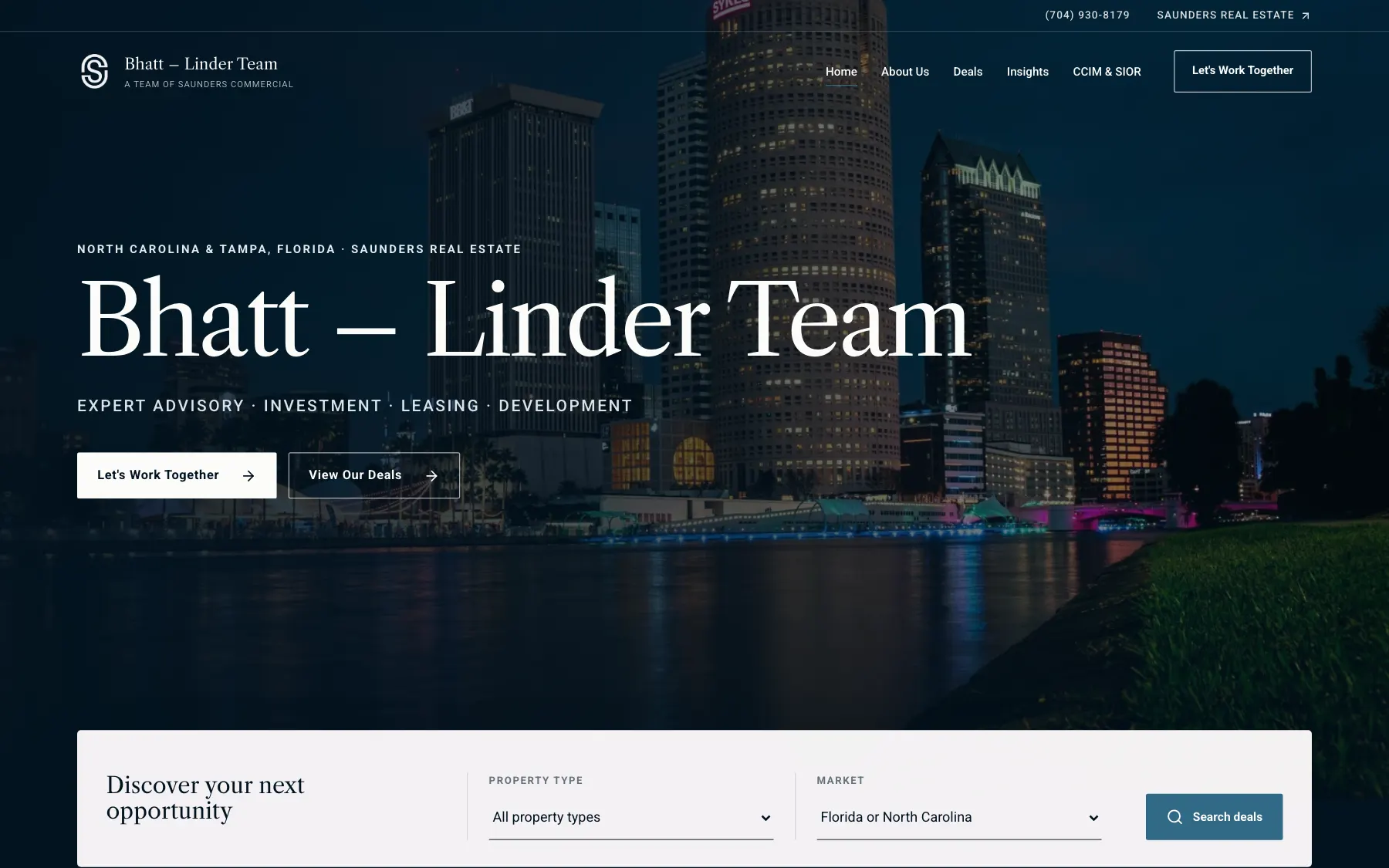 Homepage of the Bhatt-Linder Team website, designed by TheraWeb Design