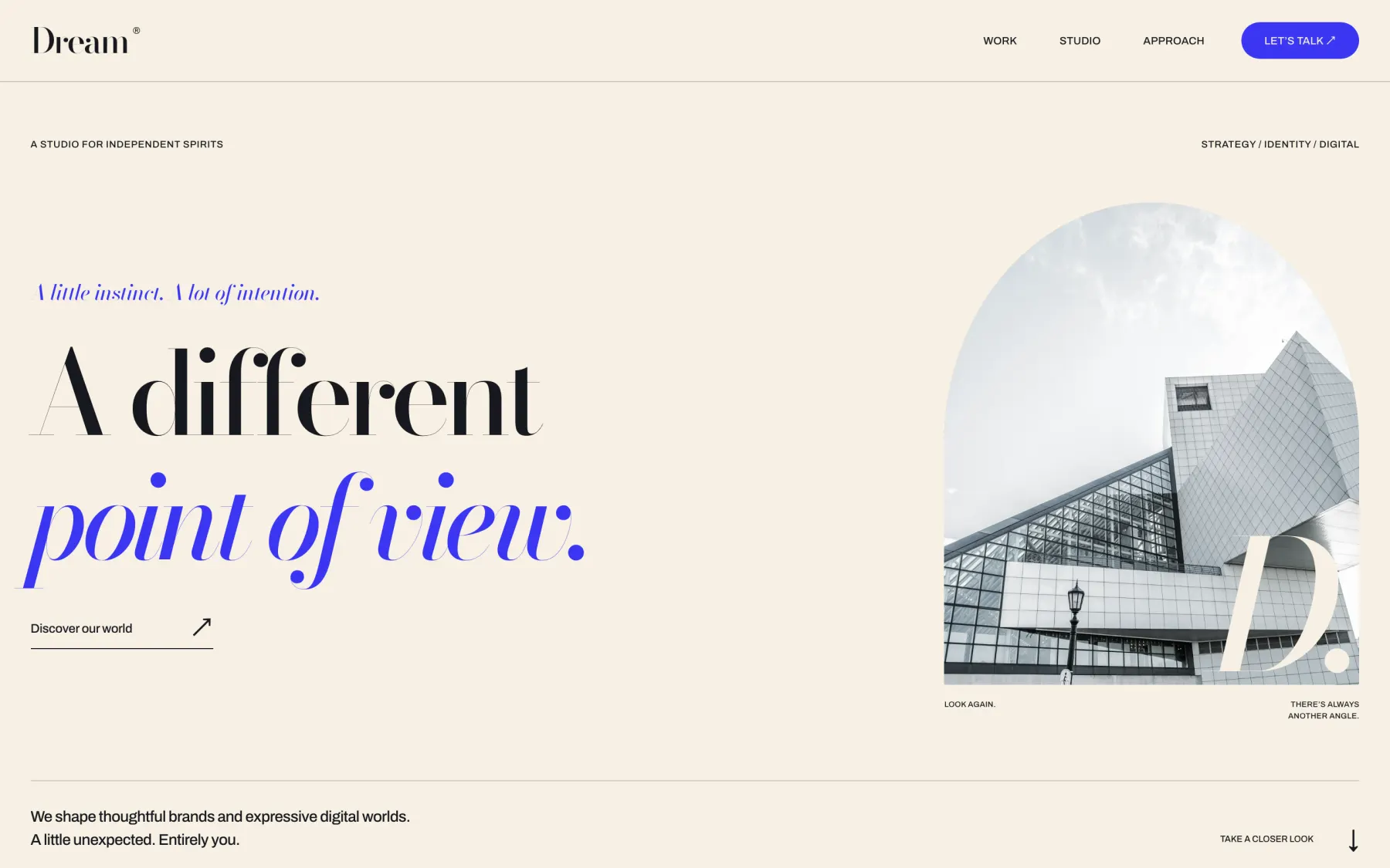 Homepage of the Dream website